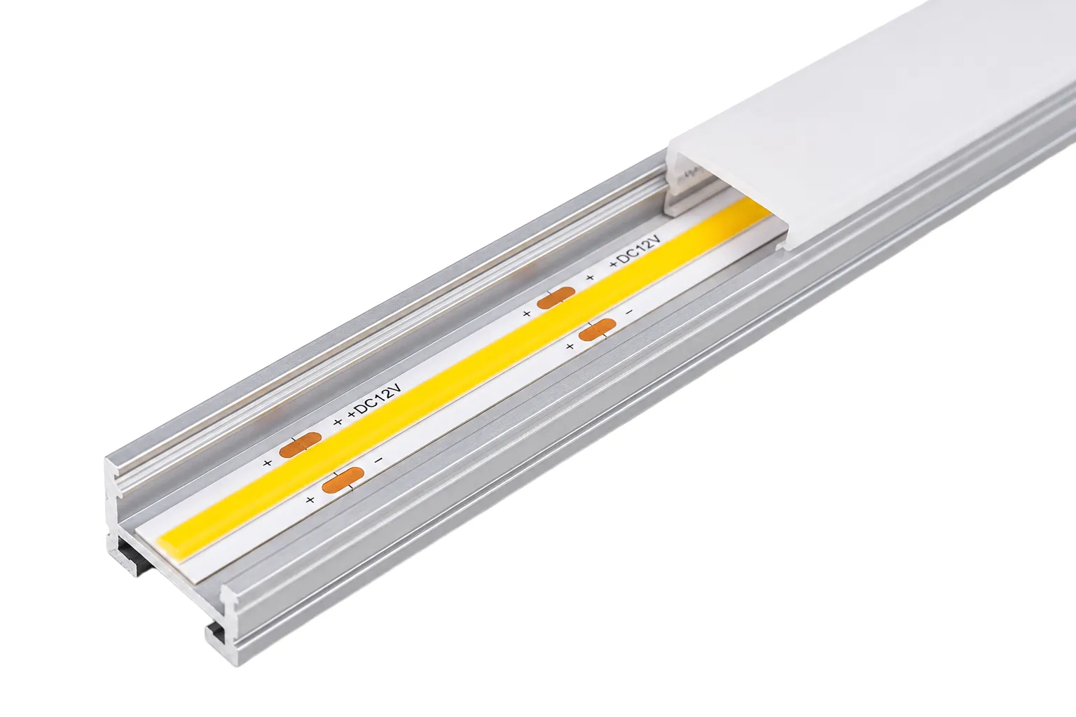 COB LED pásek v hliníkovém profilu — IP20, CE, RoHS, životnost 50 000h, záruka 36 měsíců